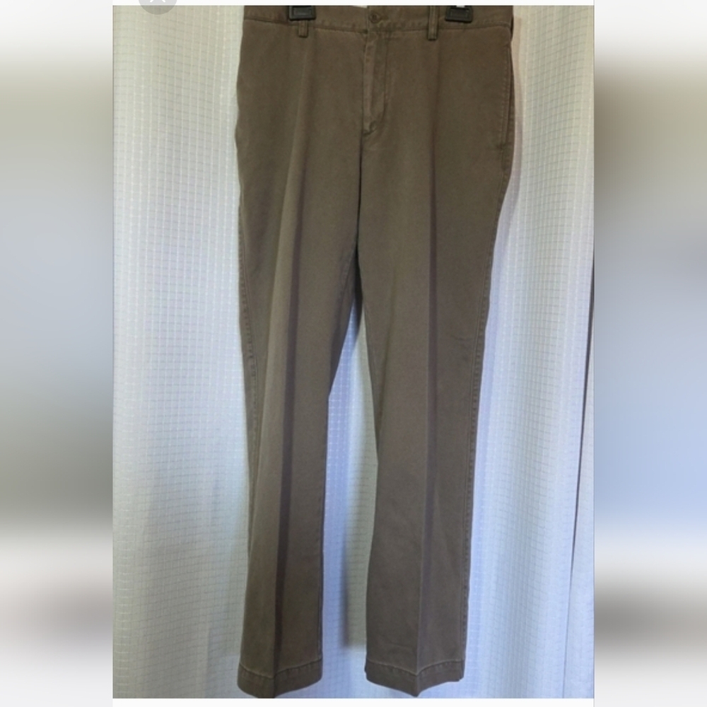 Madison Pant Mens 33x32 Brown Flat Front‎ Chino
